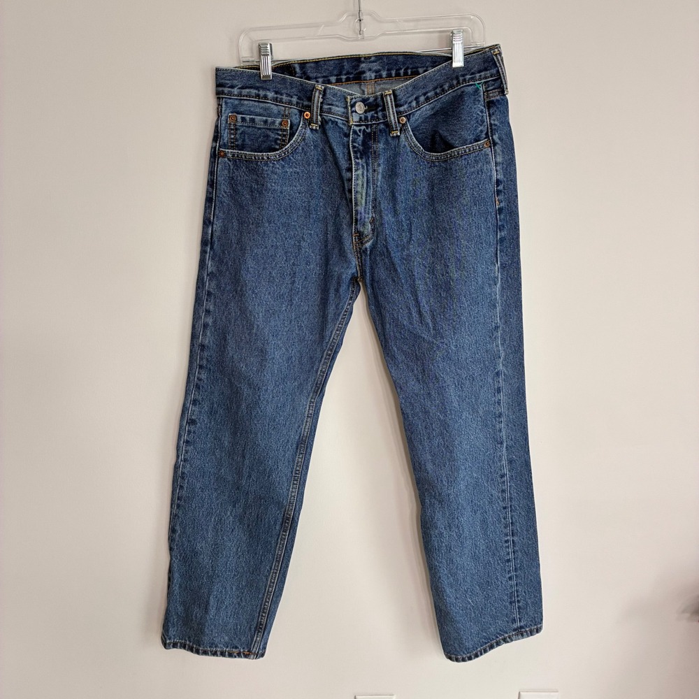 Levis 505 Regular Fit Straight Leg Blue Denim Jeans Mens 33x29 Medium Wash